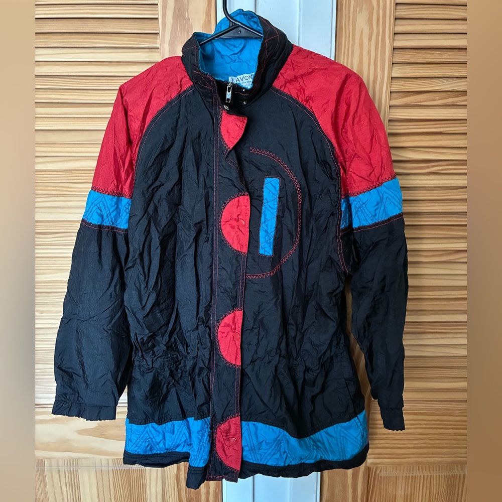 Vintage Lavon Blue red and Black Jacket size medium with shoulder pads